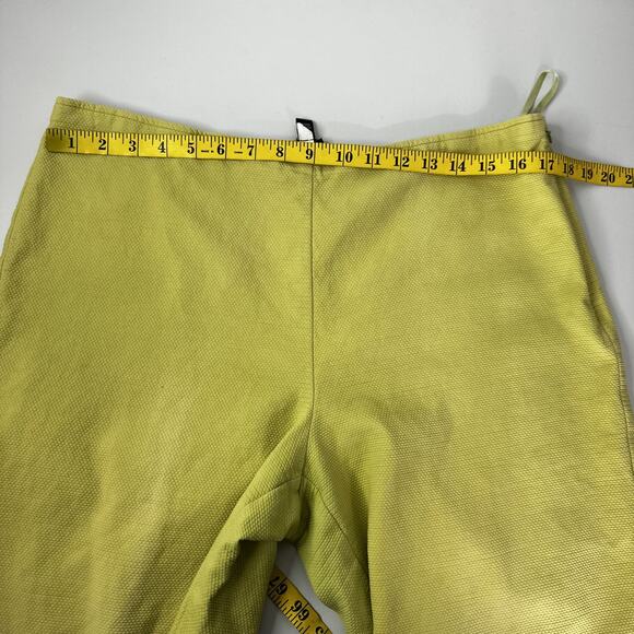 Eileen Fisher Pants Womens Medium Green Textured Cotton Stretch Side Zip Cropped - Picture 10 of 15